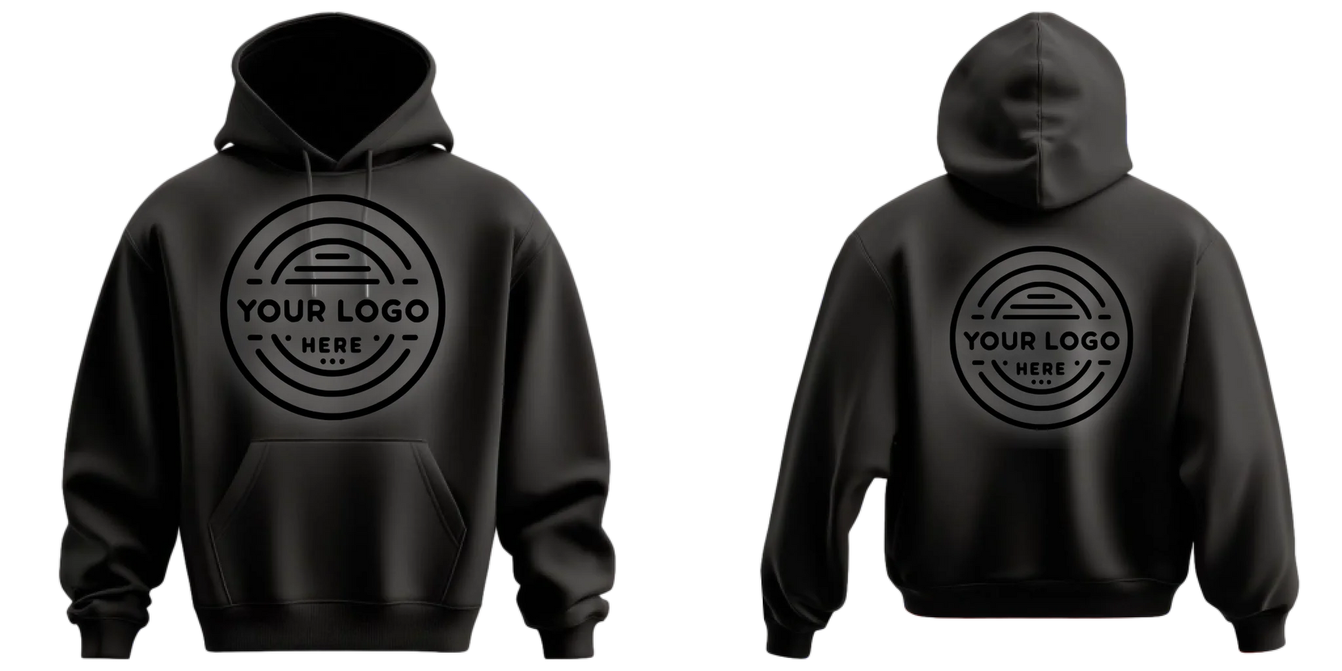 Imprint Mockup Blanks - Black Hoodie Front and Back
