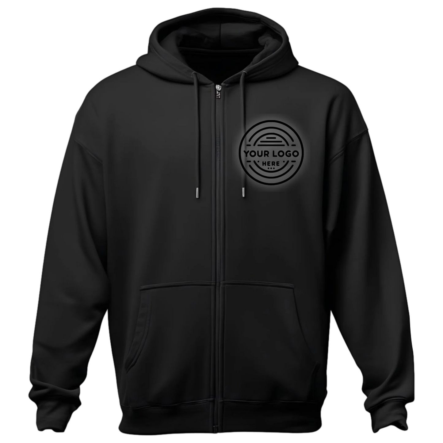 Imprint Mockup Blanks - Black Zippered Hoodie Front