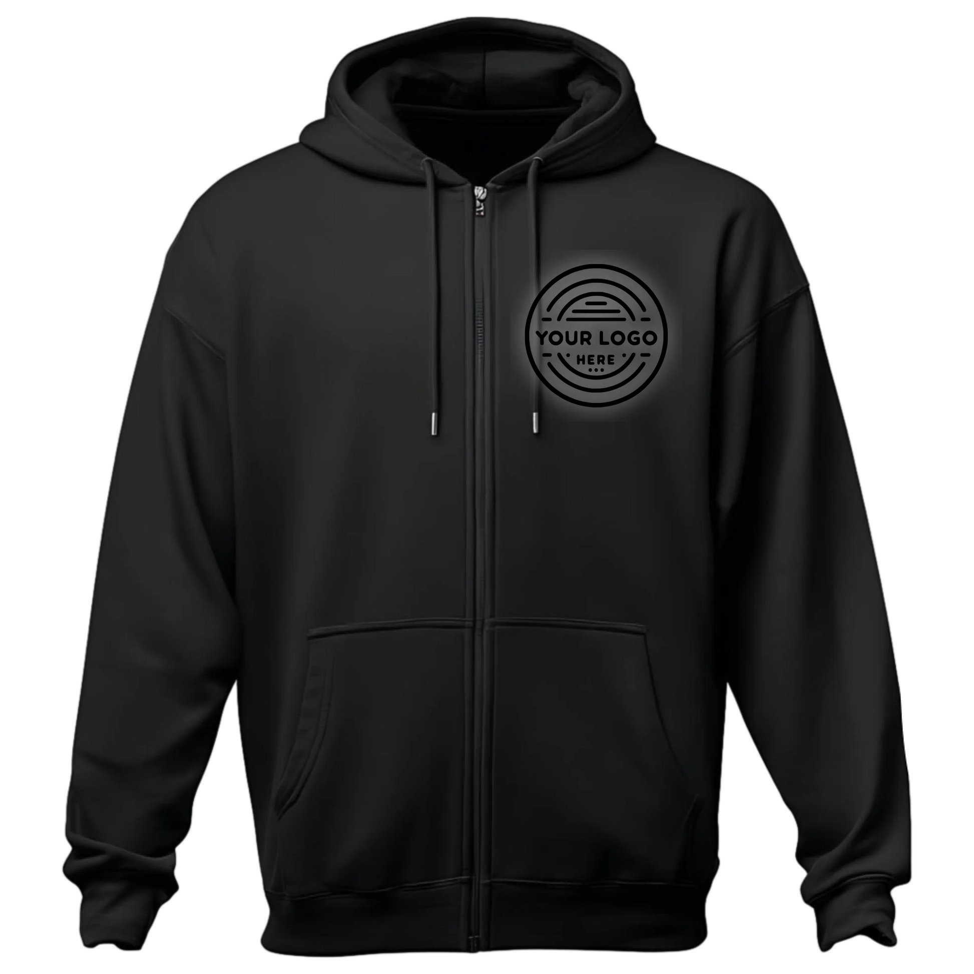 Imprint Mockup Blanks - Black Zippered Hoodie Front
